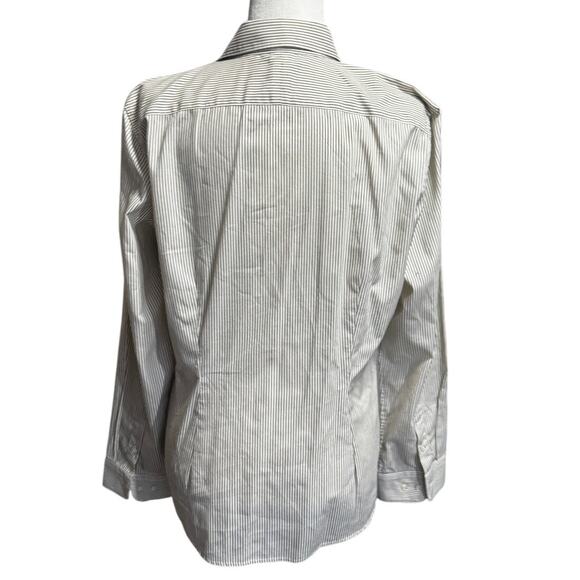 Ralph Lauren Striped Tuxedo Shirt Women’s L White and Black Cotton Button Front - Picture 3 of 8